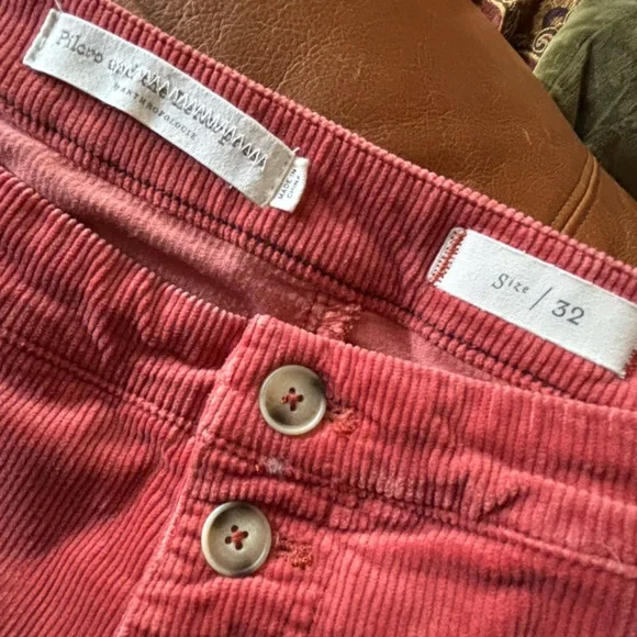 Anthropologie PILCRO wide leg CORDUROY button front PANTS rose colored size 32 - Picture 7 of 7